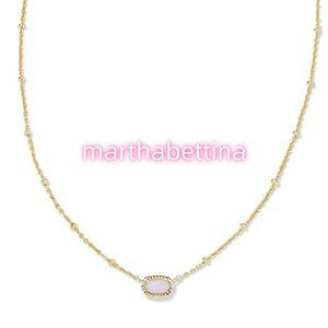 Mini Elisa Gold Satellite Short Pendant Necklace in Pink Opalite Crystal